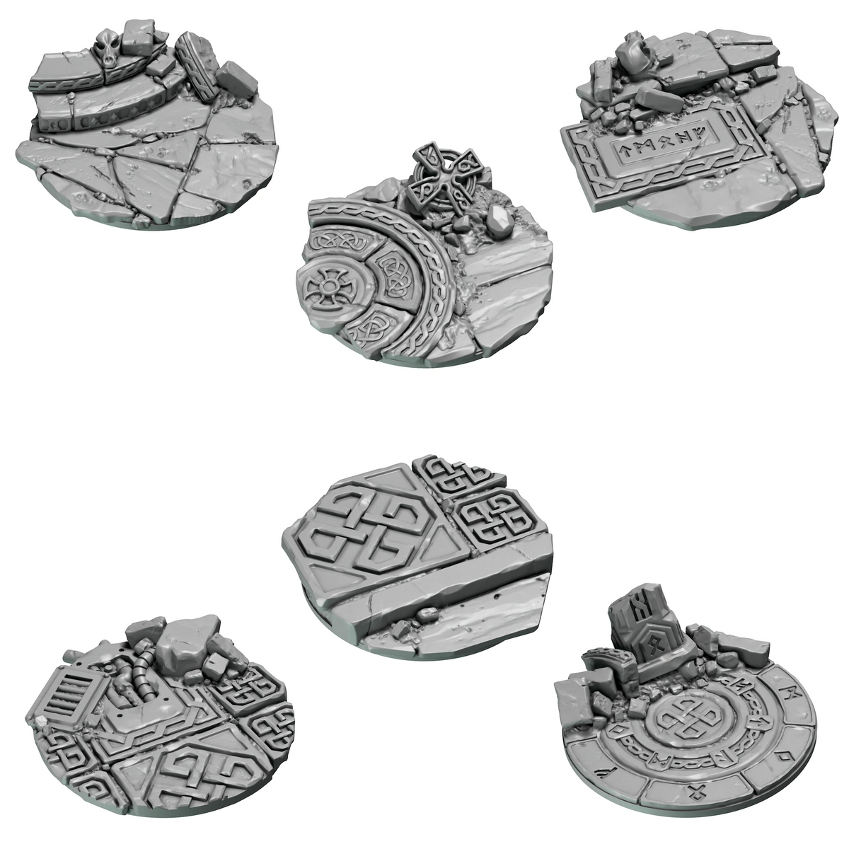 Primal Hounds 32mm Base Toppers: 3D printed resin conversion bits for Space Wolves-style armies, Greytide Studio design