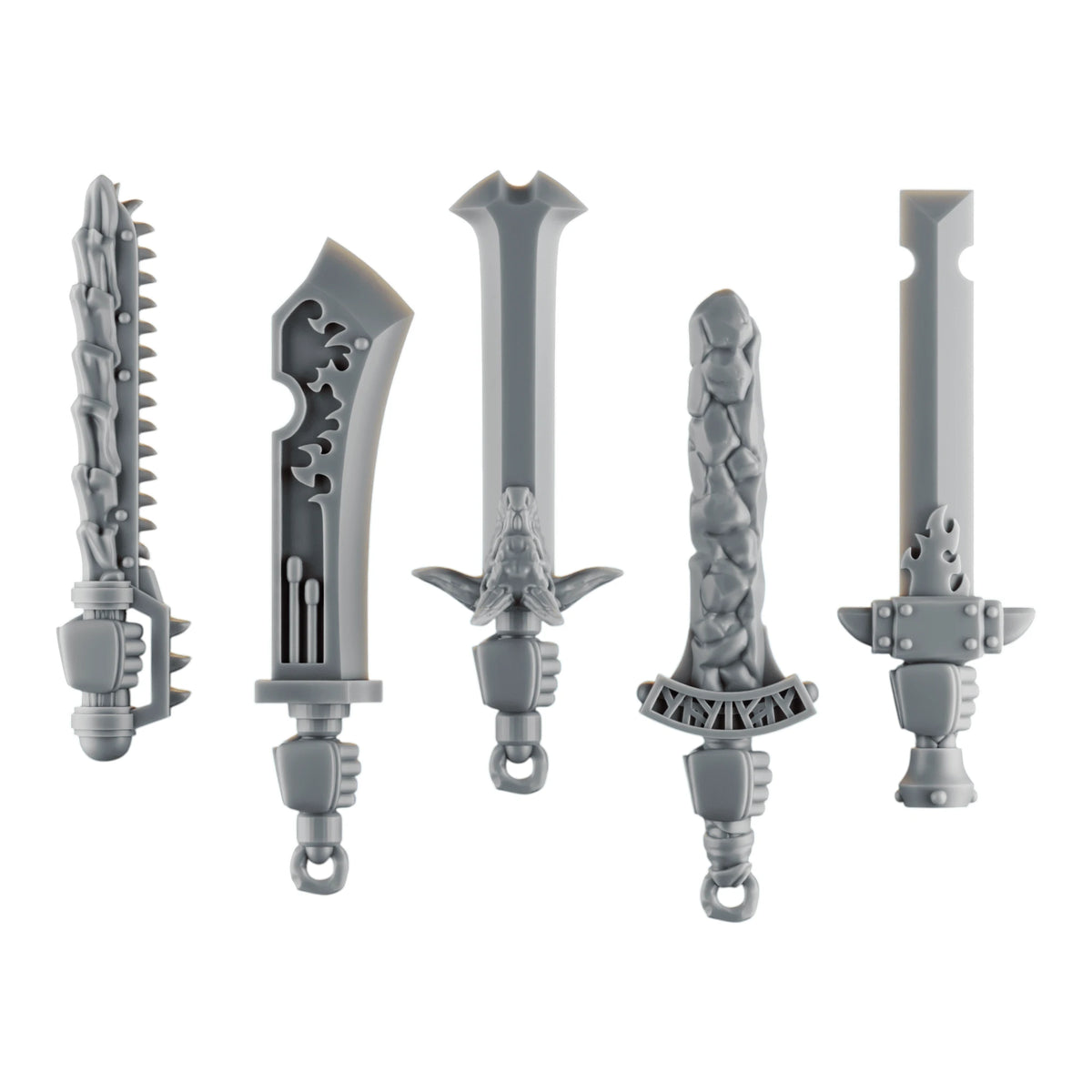 Emberforge Swords Set 2 - five 3D printed resin swords for Salamanders-style Space Marines