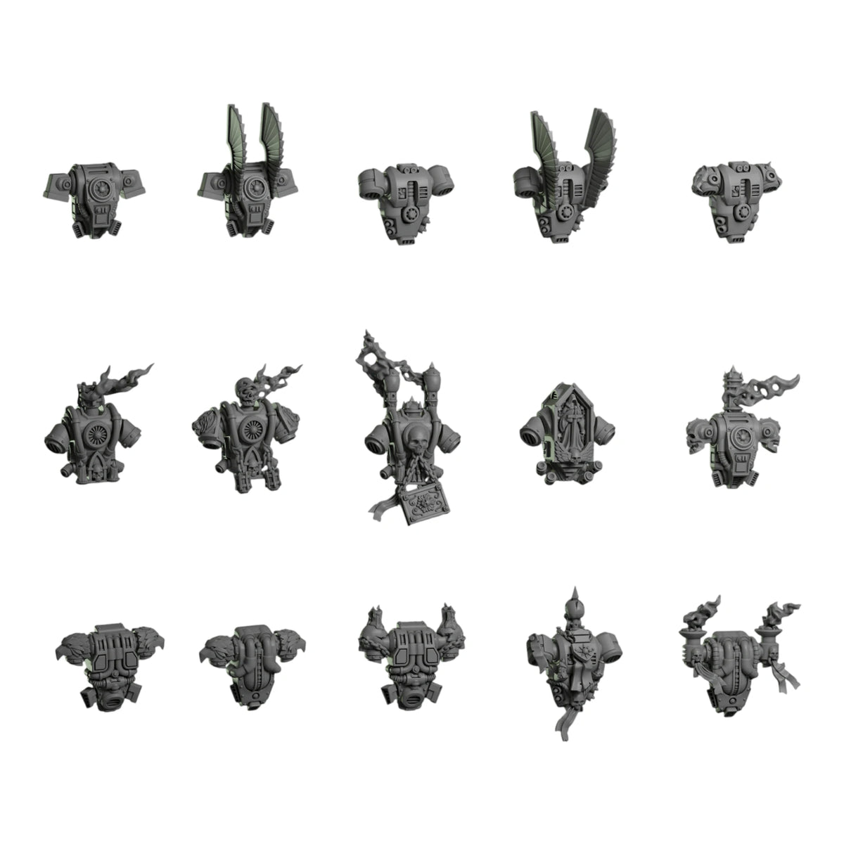 Eternal Pilgrims Backpacks: 3D printed resin conversion bits for Dark Angels-style armies, Greytide Studio design