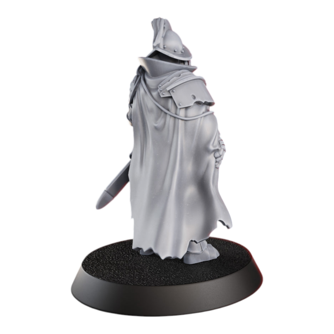 CT Miniatures UK Cortez's Comandante miniature, 32mm scale, resin, with cape and sword.