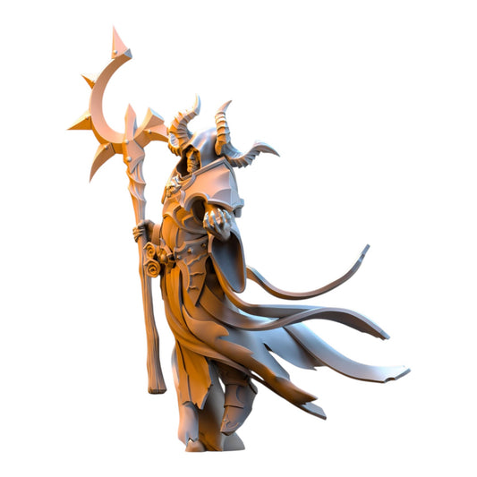 CT Miniatures UK Nihilgaard the Dark Sorcerer 32mm resin fantasy miniature with horned helmet and ornate staff