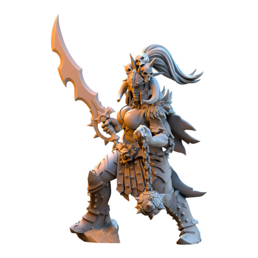 CT Miniatures UK Vilka the Slaughter 32mm grey resin fantasy wargaming miniature with sword and spiked mace