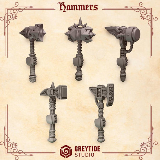 Hammers | Crimson Lords | Upgrades | Greytide Studio | Tabletop Wargaming Miniature Grim-Dark Sci-Fi Proxy