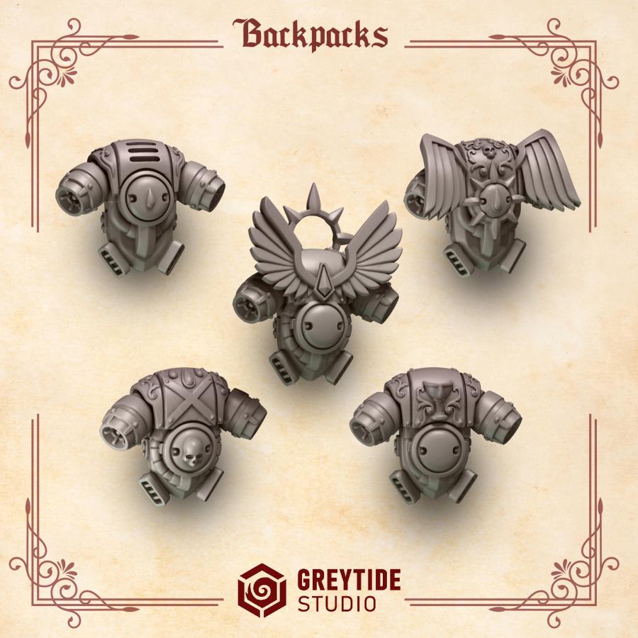 Backpacks | Crimson Lords | Upgrades | Greytide Studio | Tabletop Wargaming Miniature Grim-Dark Sci-Fi Proxy