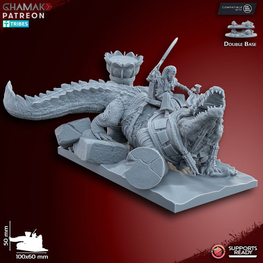 God-King on undead Crocodile | Ghamak