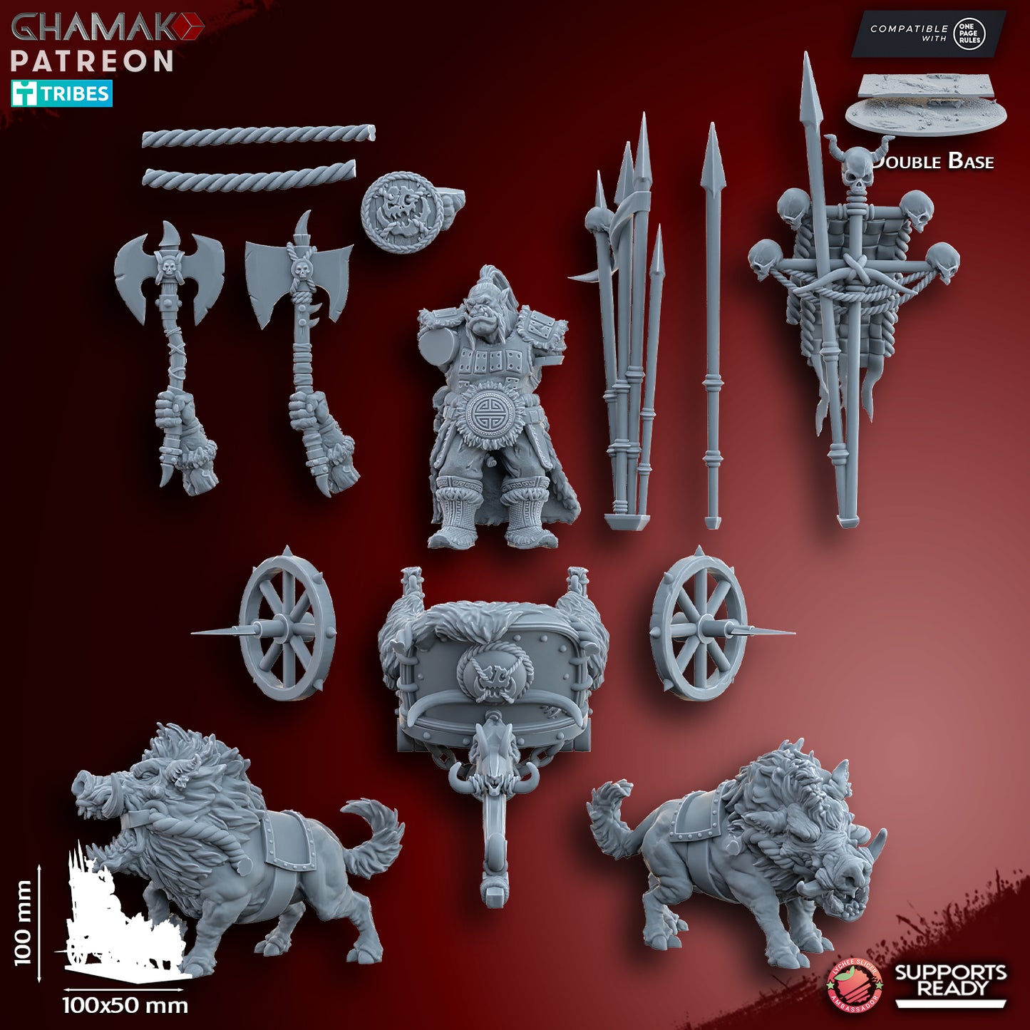 Orc Chieftain on wild boar chariot | Ghamak