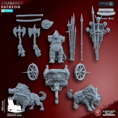 Orc Chieftain on wild boar chariot | Ghamak