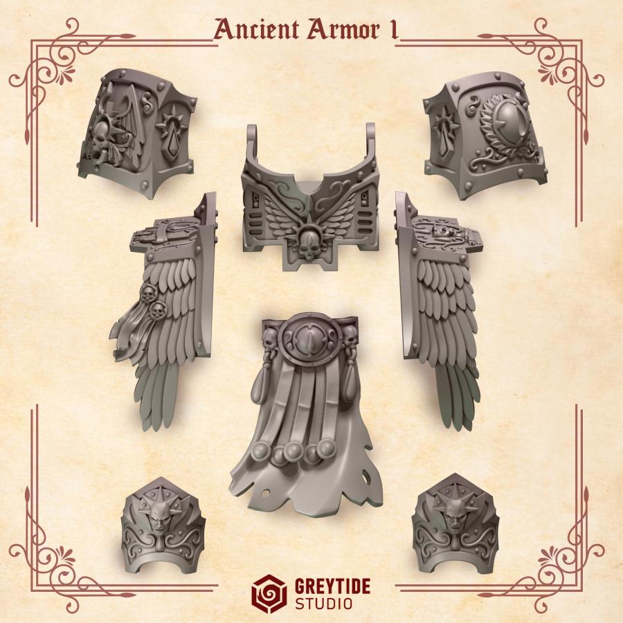 Ancient Armor Pack | Crimson Lords | Upgrades | Greytide Studio | Tabletop Wargaming Miniature Grim-Dark Sci-Fi Proxy