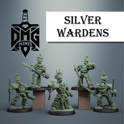 Heavy Soldier Squad - Silver Wardens - DMG Minis - Tabletop Wargaming Miniature Sci-Fi/Fantasy/Daemon/Proxy