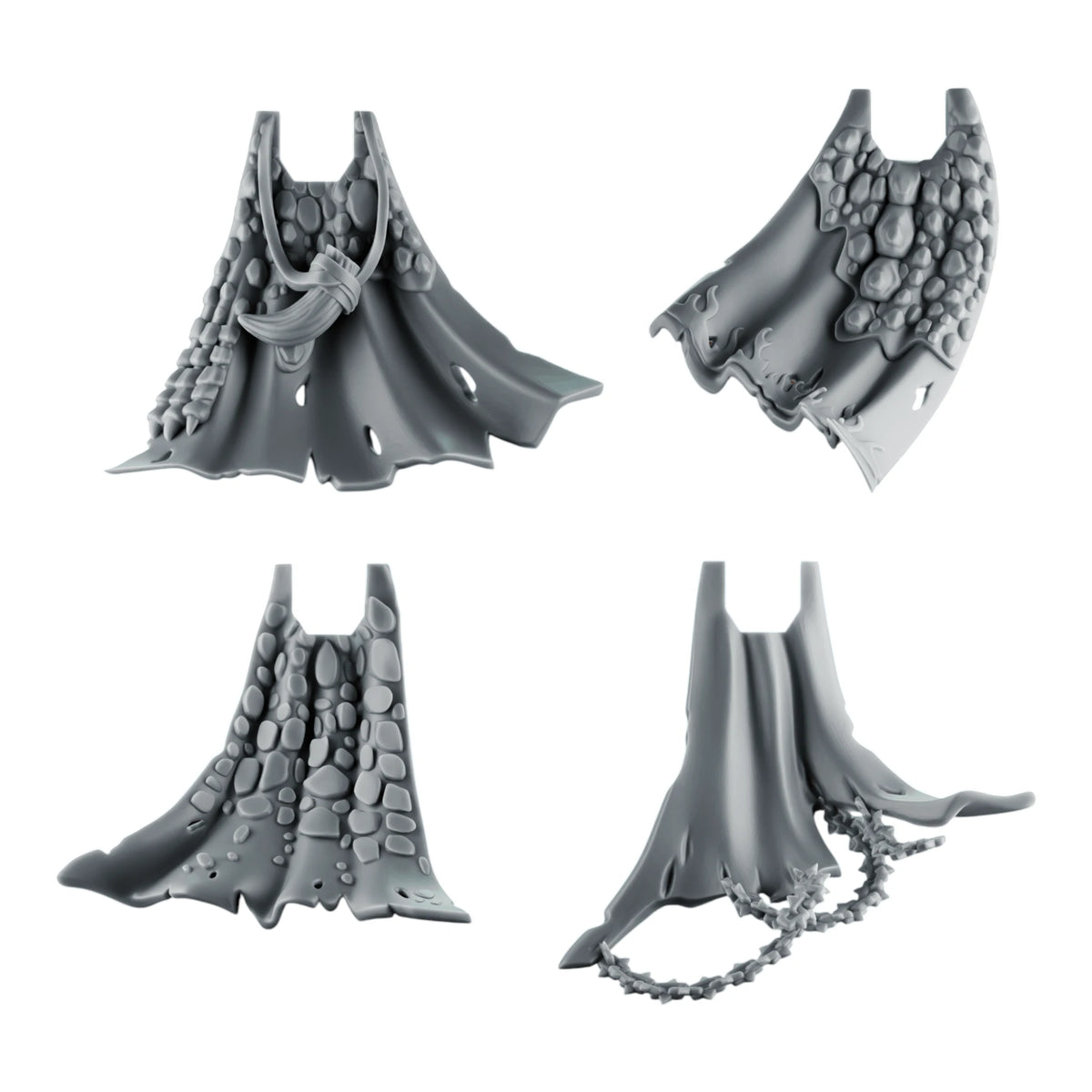 Emberforge Cloaks Set 1 - four 3D printed resin dragon-scale cloaks for Salamanders-style Space Marines