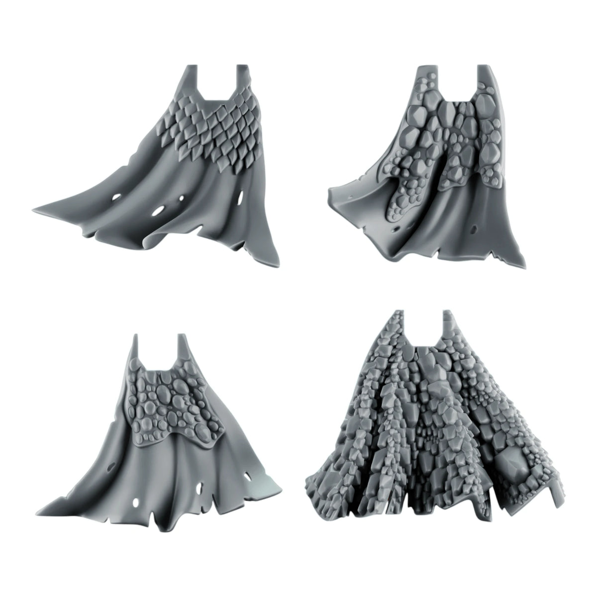 Emberforge Cloaks Set 2 - four 3D printed resin dragon-scale cloaks for Salamanders-style Space Marines