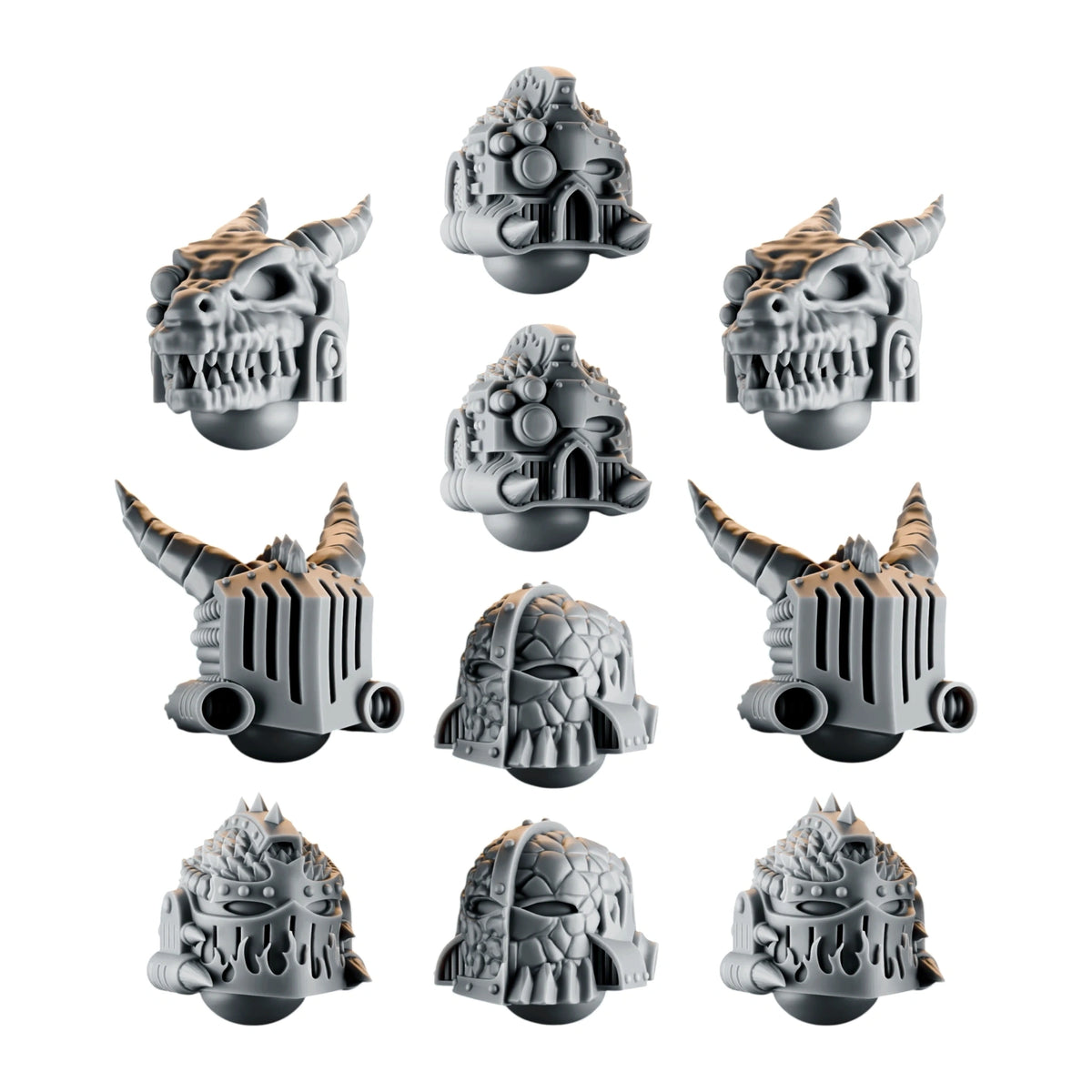 Emberforge Heads Set 1 - 3D printed resin heads, shown on a white background