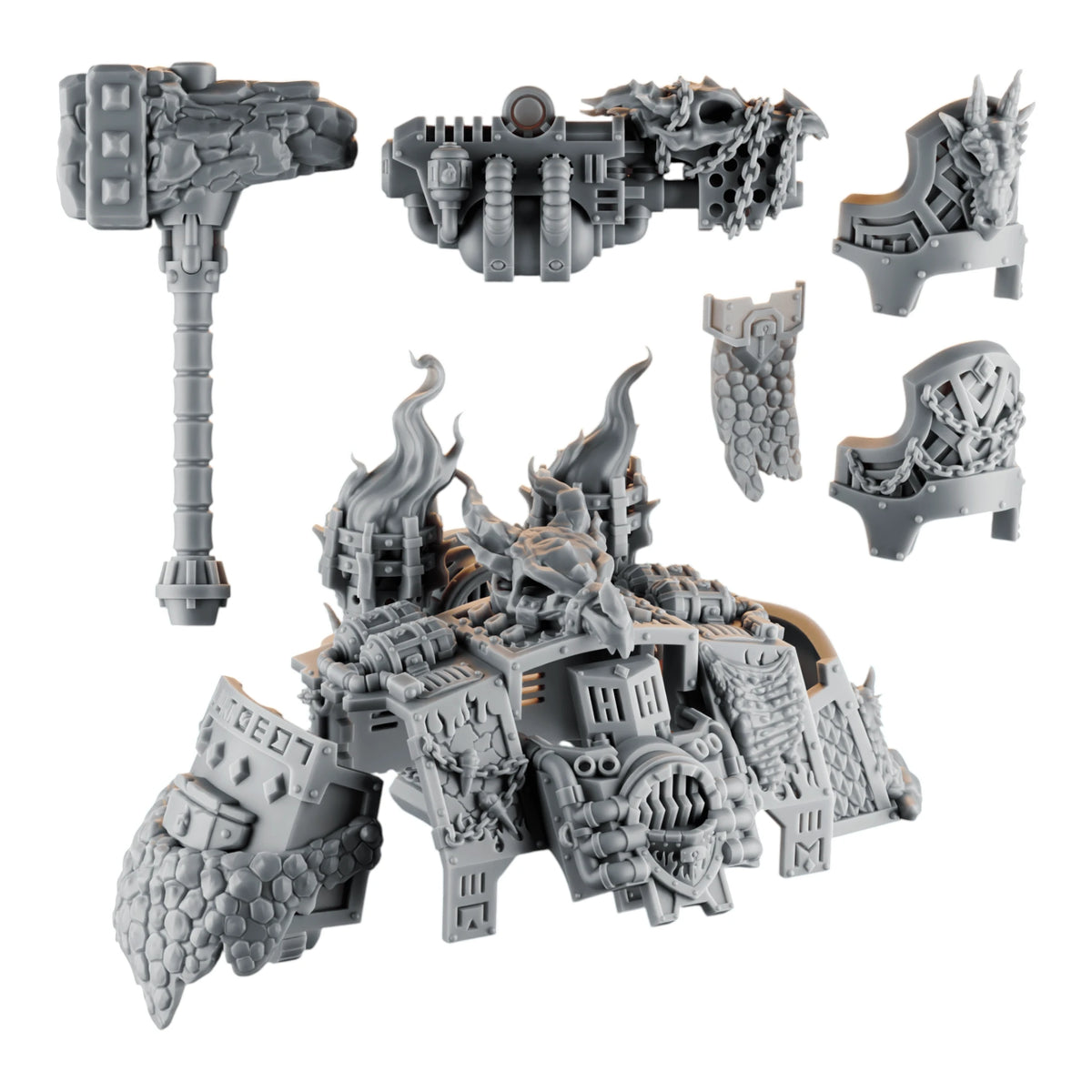 Emberforge Dreadnought Upgrade Pack - 3D printed resin dreadnought armour and weapon parts in a Salamanders style