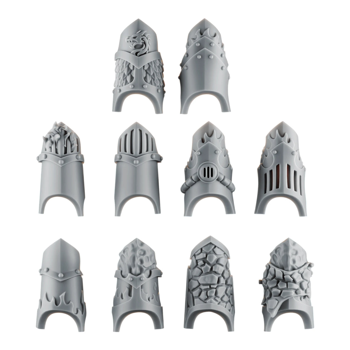 Emberforge Shin Armor - ten 3D printed resin shin armour plates for Salamanders-style Space Marines