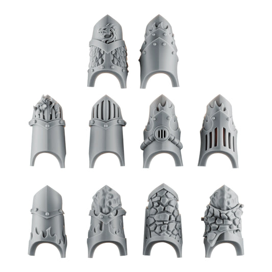 Emberforge Shin Armor - ten 3D printed resin shin armour plates for Salamanders-style Space Marines
