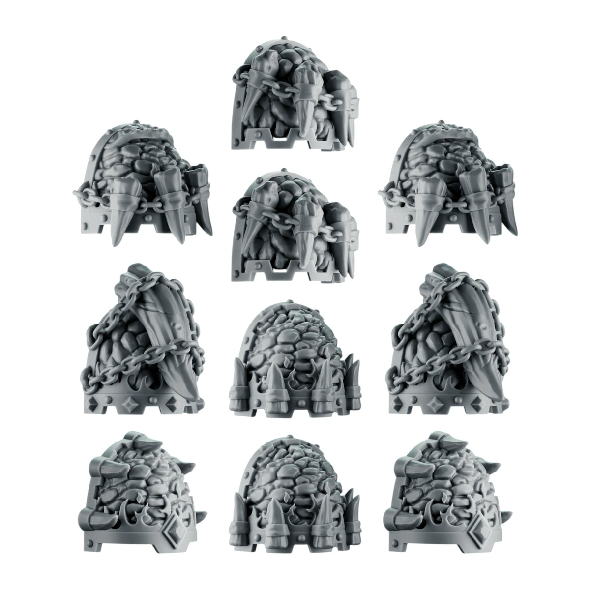 Emberforge Shoulderpads Set 1 - 3D printed resin shoulder pads, shown on a white background