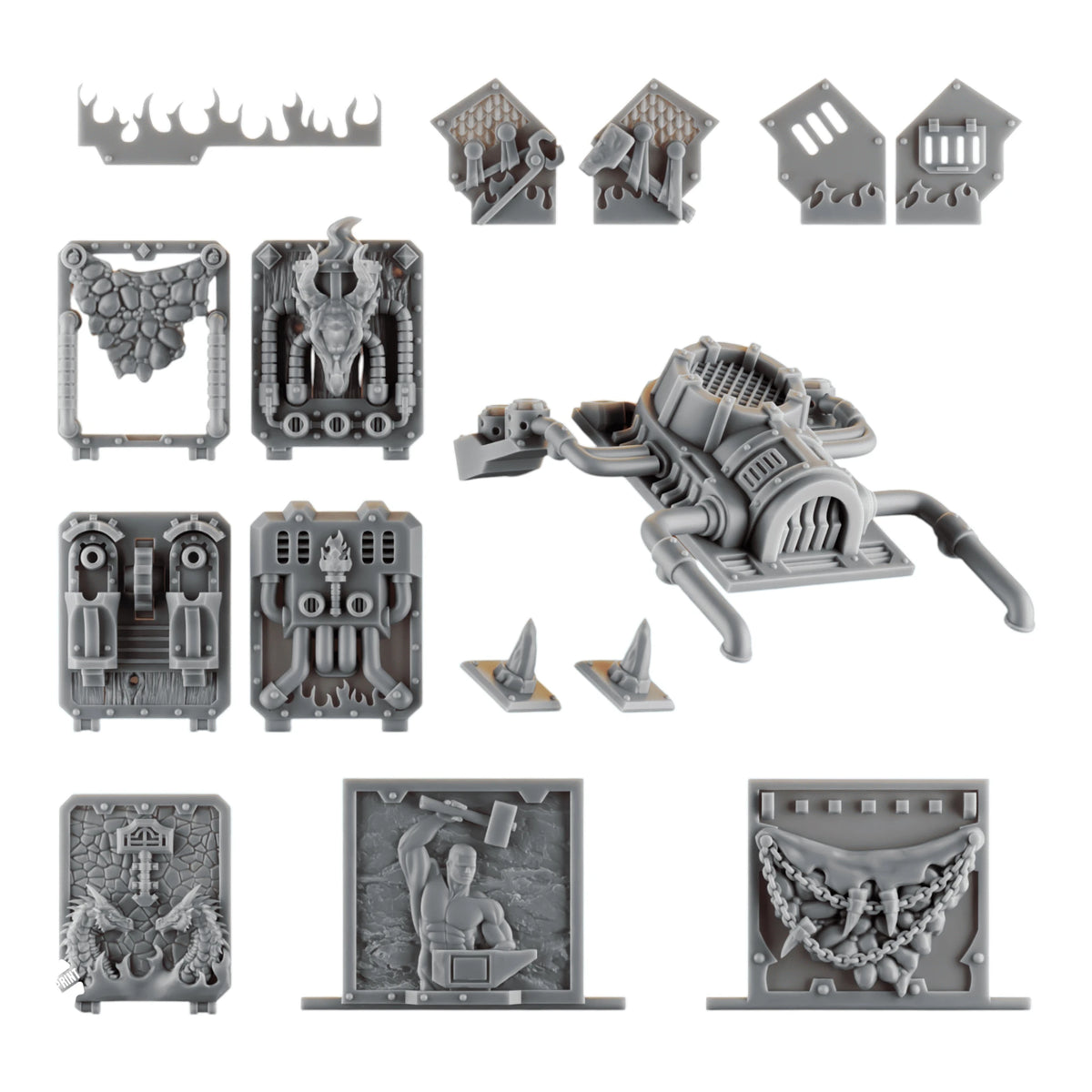 Emberforge Rhino Upgrade Pack - 3D printed resin transport door panels and armour plates in a Salamanders style