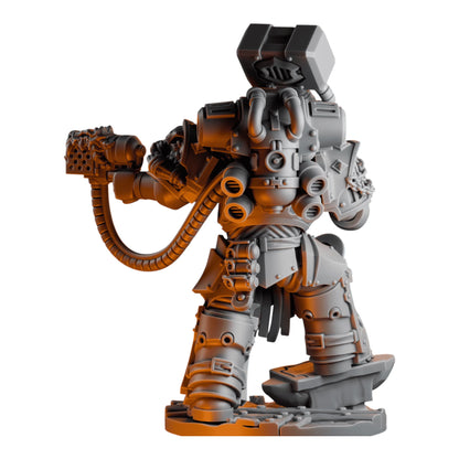 Emberforge Tharn Vulkanis - 3D printed resin heavy-armoured hero, rear view