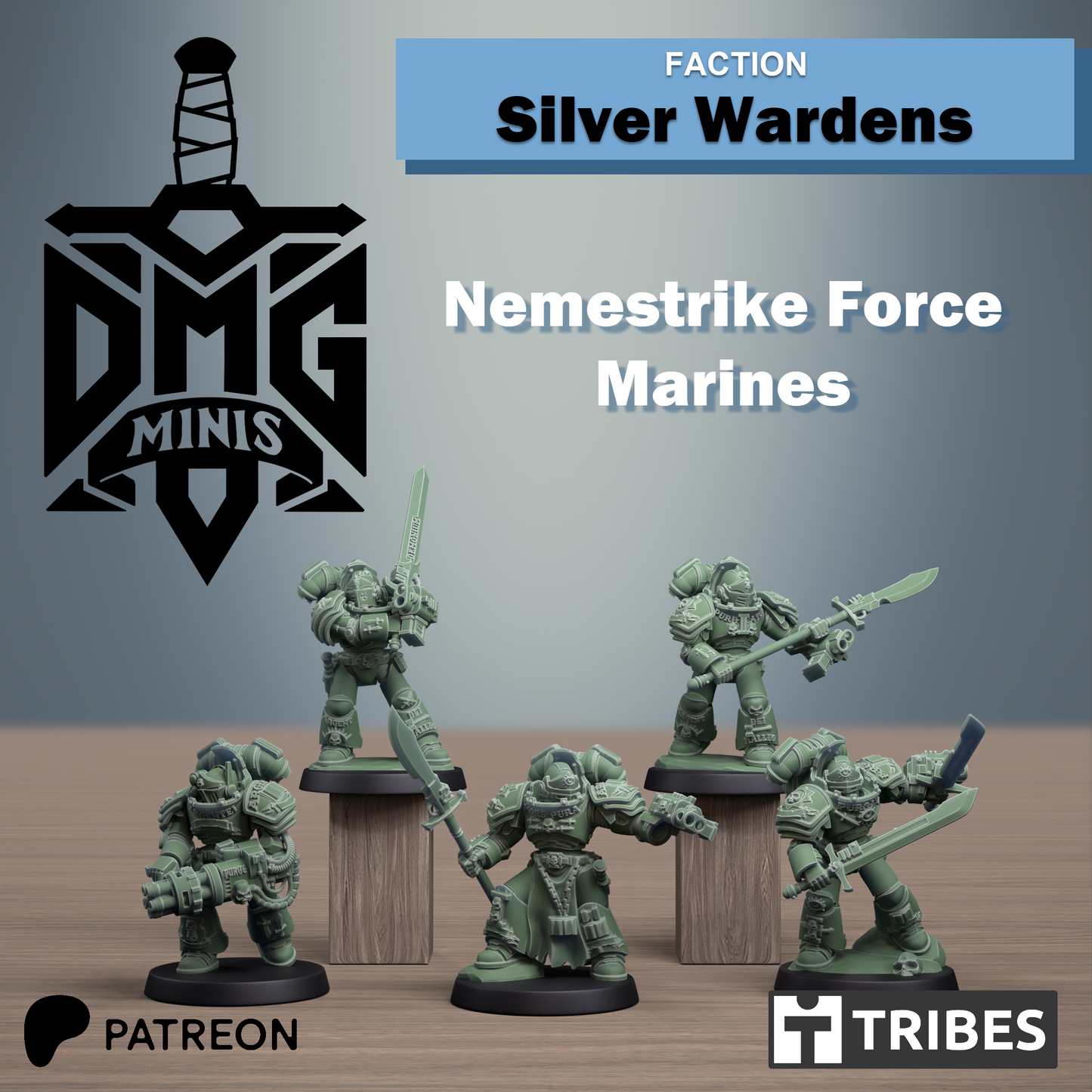 Nemestrike Squad - Silver Wardens - DMG Minis - Tabletop Wargaming Miniature Sci-Fi/Daemon/Proxy