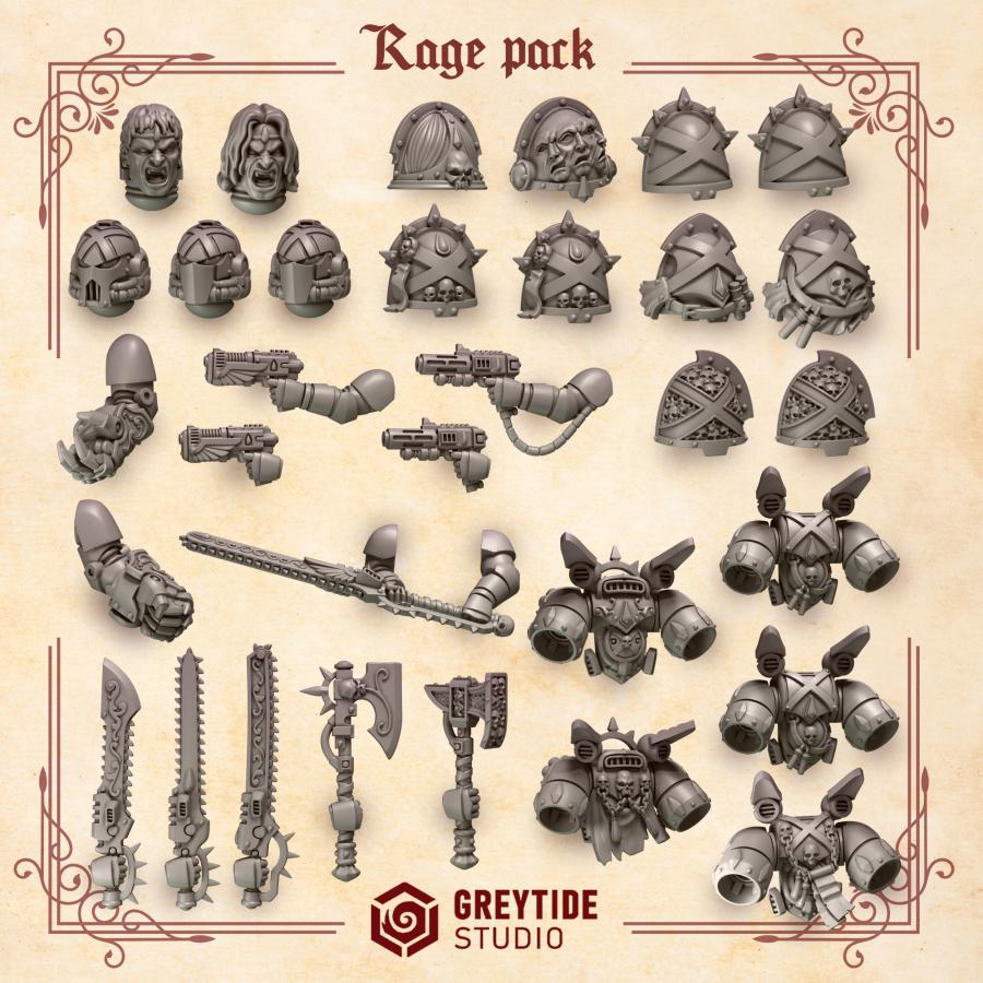 Rage Pack | Crimson Lords | Upgrades | Greytide Studio | Tabletop Wargaming Miniature Grim-Dark Sci-Fi Proxy