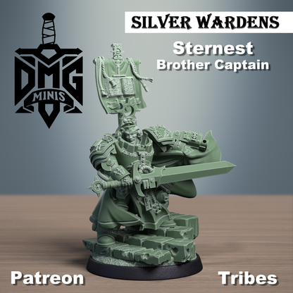 Sternest Brother Captain - Silver Wardens - DMG Minis - Tabletop Wargaming Miniature Sci-Fi/Daemon/Proxy