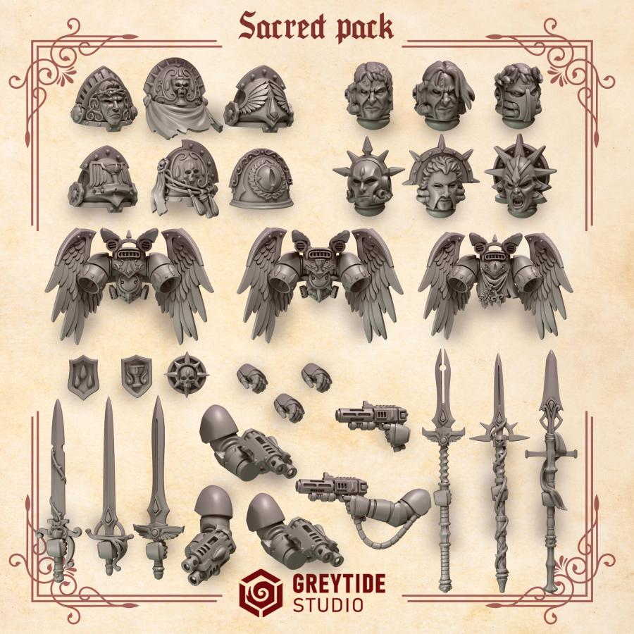 Sacred Pack | Crimson Lords | Upgrades | Greytide Studio | Tabletop Wargaming Miniature Grim-Dark Sci-Fi Proxy