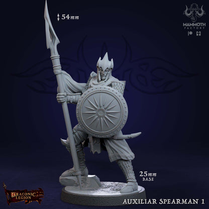 Auxiliar Spearmen Warband | Draconic Legion | by Mammoth Factory | Dungeons and Dragons | Tabletop Games | Wargaming | Resin Miniature