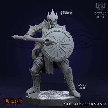 Auxiliar Spearmen Warband | Draconic Legion | by Mammoth Factory | Dungeons and Dragons | Tabletop Games | Wargaming | Resin Miniature