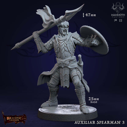 Auxiliar Spearmen Warband | Draconic Legion | by Mammoth Factory | Dungeons and Dragons | Tabletop Games | Wargaming | Resin Miniature