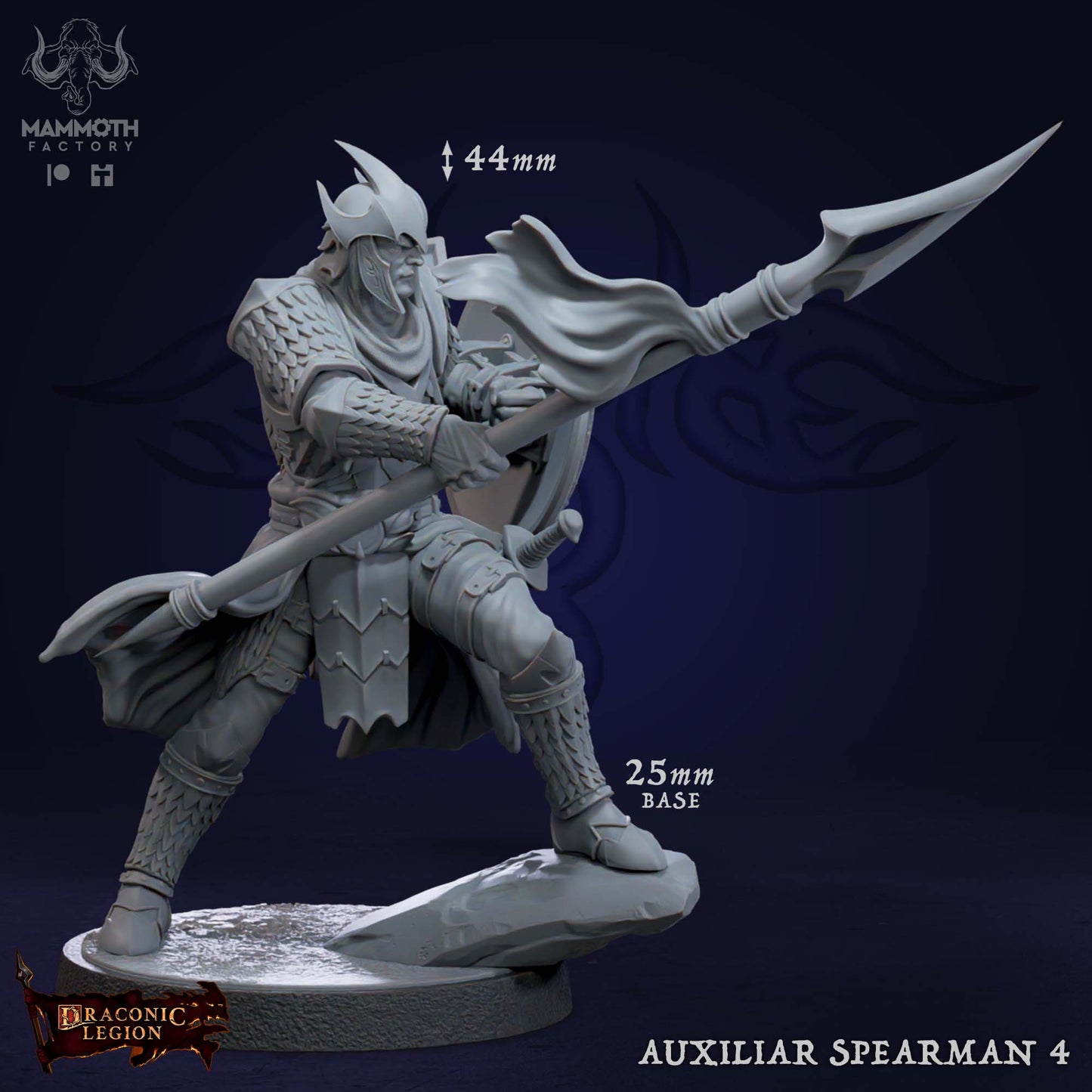 Auxiliar Spearmen Warband | Draconic Legion | by Mammoth Factory | Dungeons and Dragons | Tabletop Games | Wargaming | Resin Miniature