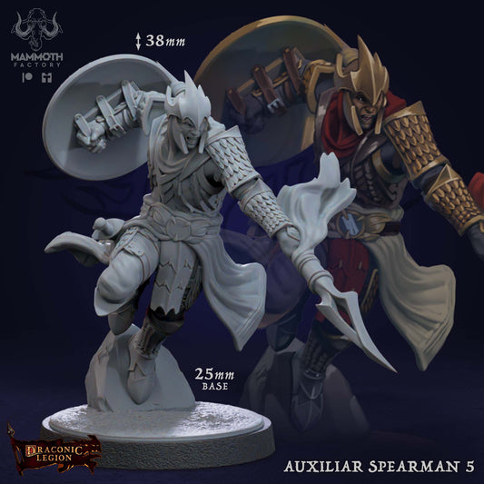 Auxiliar Spearmen Warband | Draconic Legion | by Mammoth Factory | Dungeons and Dragons | Tabletop Games | Wargaming | Resin Miniature