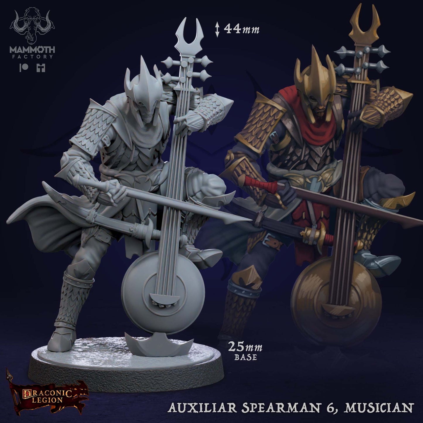 Auxiliar Spearmen Warband | Draconic Legion | by Mammoth Factory | Dungeons and Dragons | Tabletop Games | Wargaming | Resin Miniature