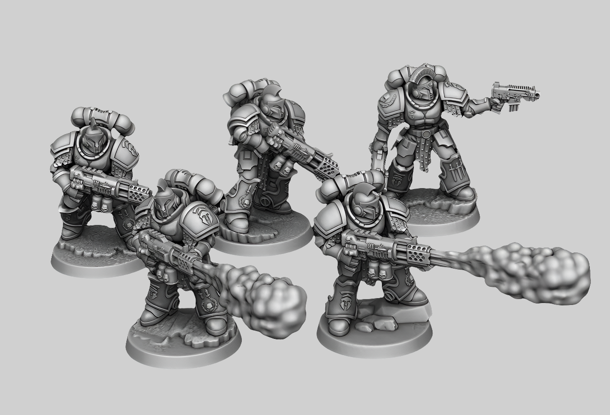 Sons of Spartania - Flame Soldiers - DMG Minis - Tabletop Wargaming Miniature Sci-Fi/Fantasy/Daemon/Proxy