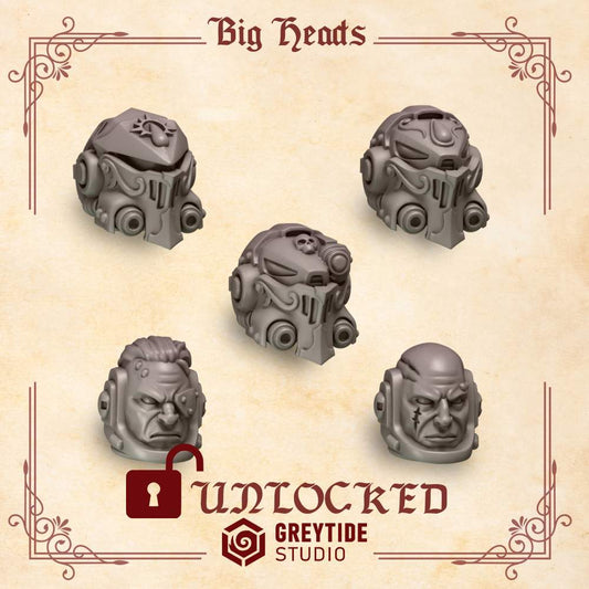 Big Heads | Crimson Lords | Upgrades | Greytide Studio | Tabletop Wargaming Miniature Grim-Dark Sci-Fi Proxy