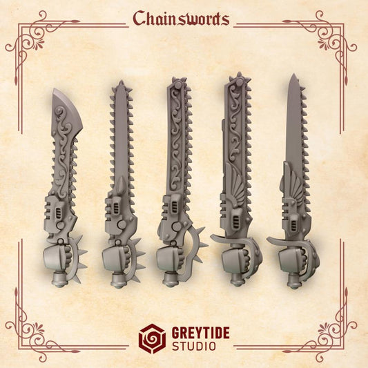 Chainswords | Crimson Lords | Upgrades | Greytide Studio | Tabletop Wargaming Miniature Grim-Dark Sci-Fi Proxy