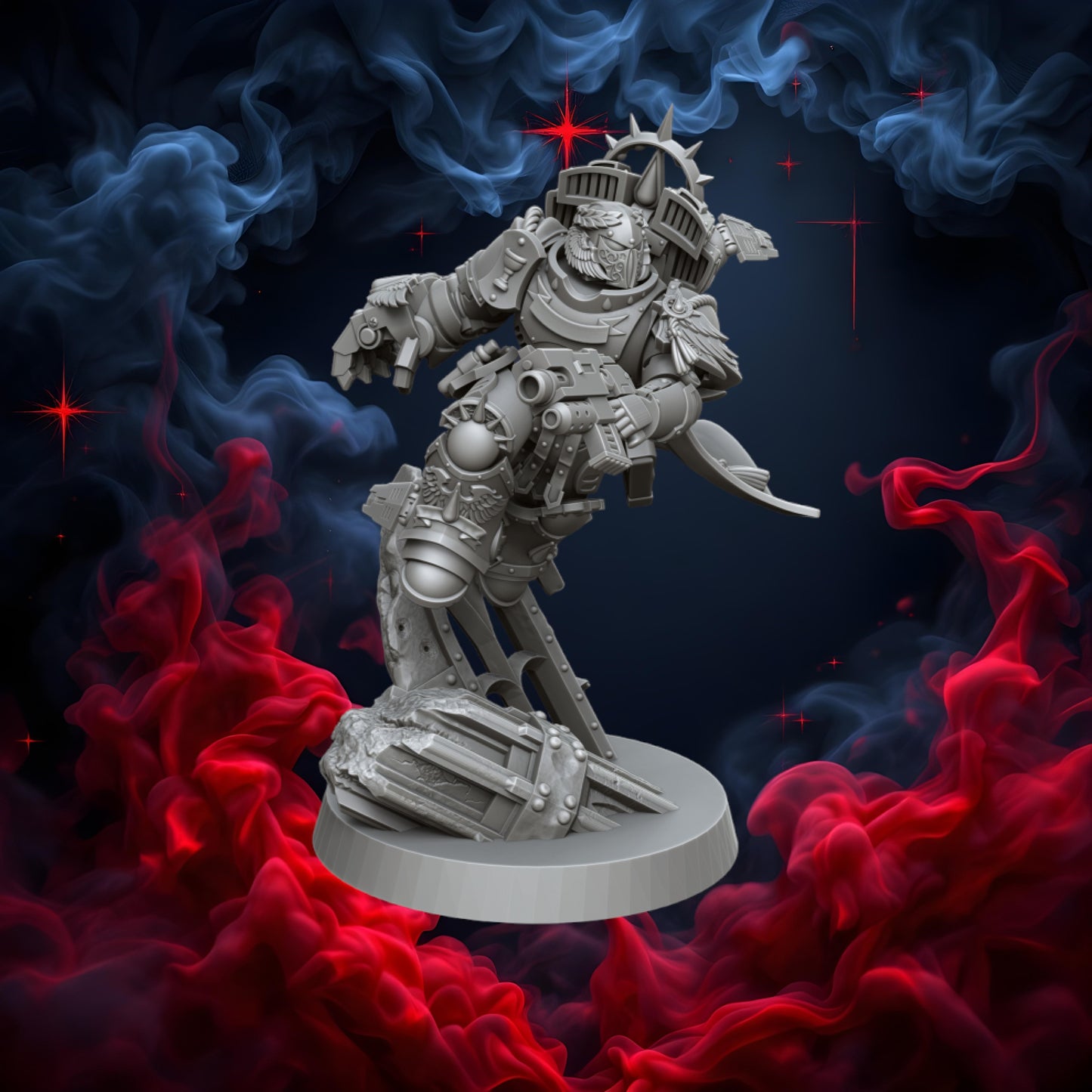 Crimson Angels Assault Captain | Cyberbrush3D | Tabletop Wargaming Miniature Grim Dark Sci-Fi Proxy