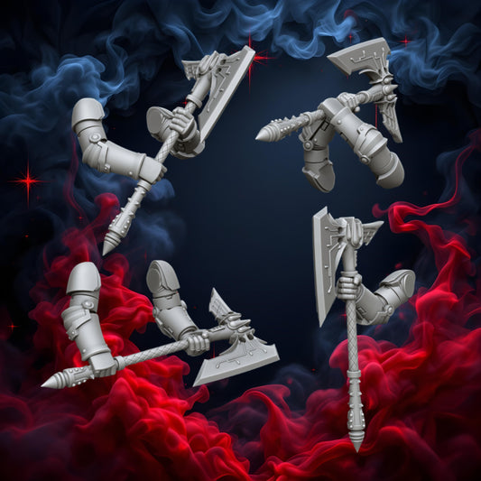 Crimson Angels 2H-Axe Set | Upgrades | Cyberbrush 3D | Tabletop Wargaming Miniature Grim-Dark Sci-Fi Proxy