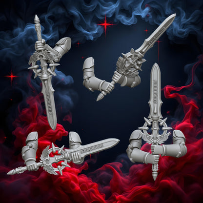 Crimson Angels 2H-Sword Set | Upgrades | Cyberbrush 3D | Tabletop Wargaming Miniature Grim-Dark Sci-Fi Proxy