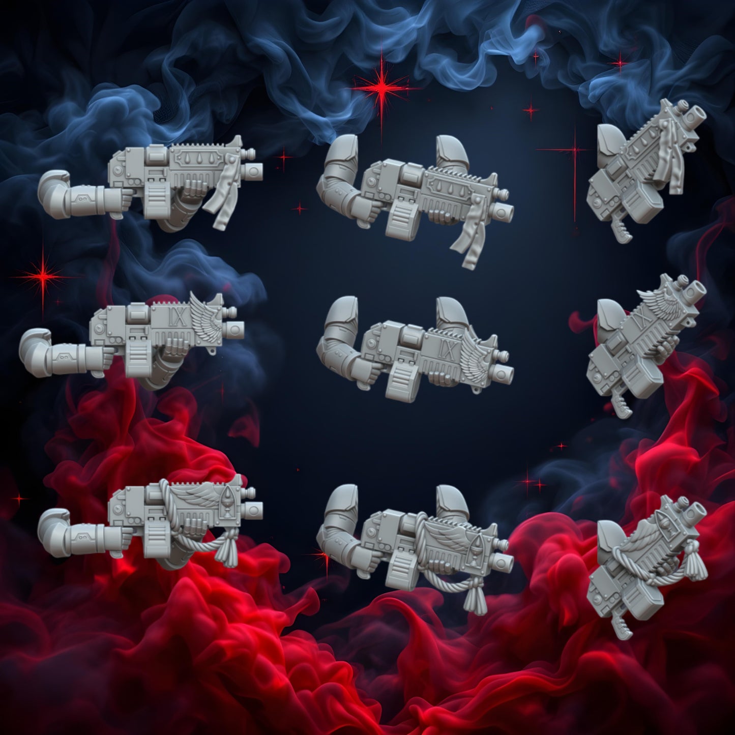 Crimson Angels Assault Gun Set | Upgrades | Cyberbrush 3D | Tabletop Wargaming Miniature Grim-Dark Sci-Fi Proxy