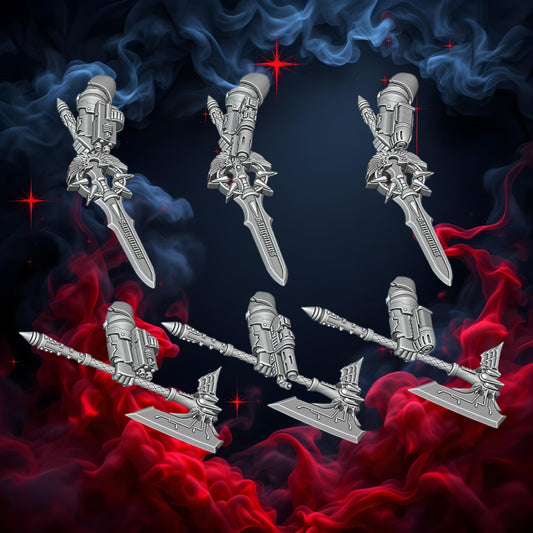 Crimson Angels Sword and Axe with Angelus Guns Set | Upgrades | Cyberbrush 3D | Tabletop Wargaming Miniature Grim-Dark Sci-Fi Proxy