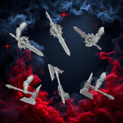 Crimson Angels Sword and Axe Set | Upgrades | Cyberbrush 3D | Tabletop Wargaming Miniature Grim-Dark Sci-Fi Proxy