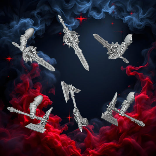 Crimson Angels Sword and Axe Set | Upgrades | Cyberbrush 3D | Tabletop Wargaming Miniature Grim-Dark Sci-Fi Proxy