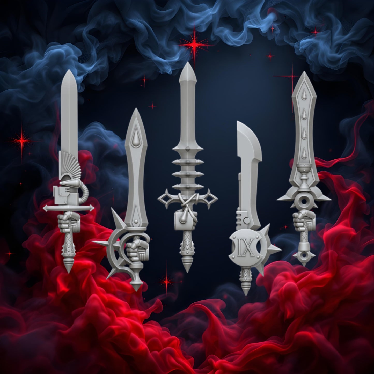 Crimson Angels Sword Set | Upgrades | Cyberbrush 3D | Tabletop Wargaming Miniature Grim-Dark Sci-Fi Proxy