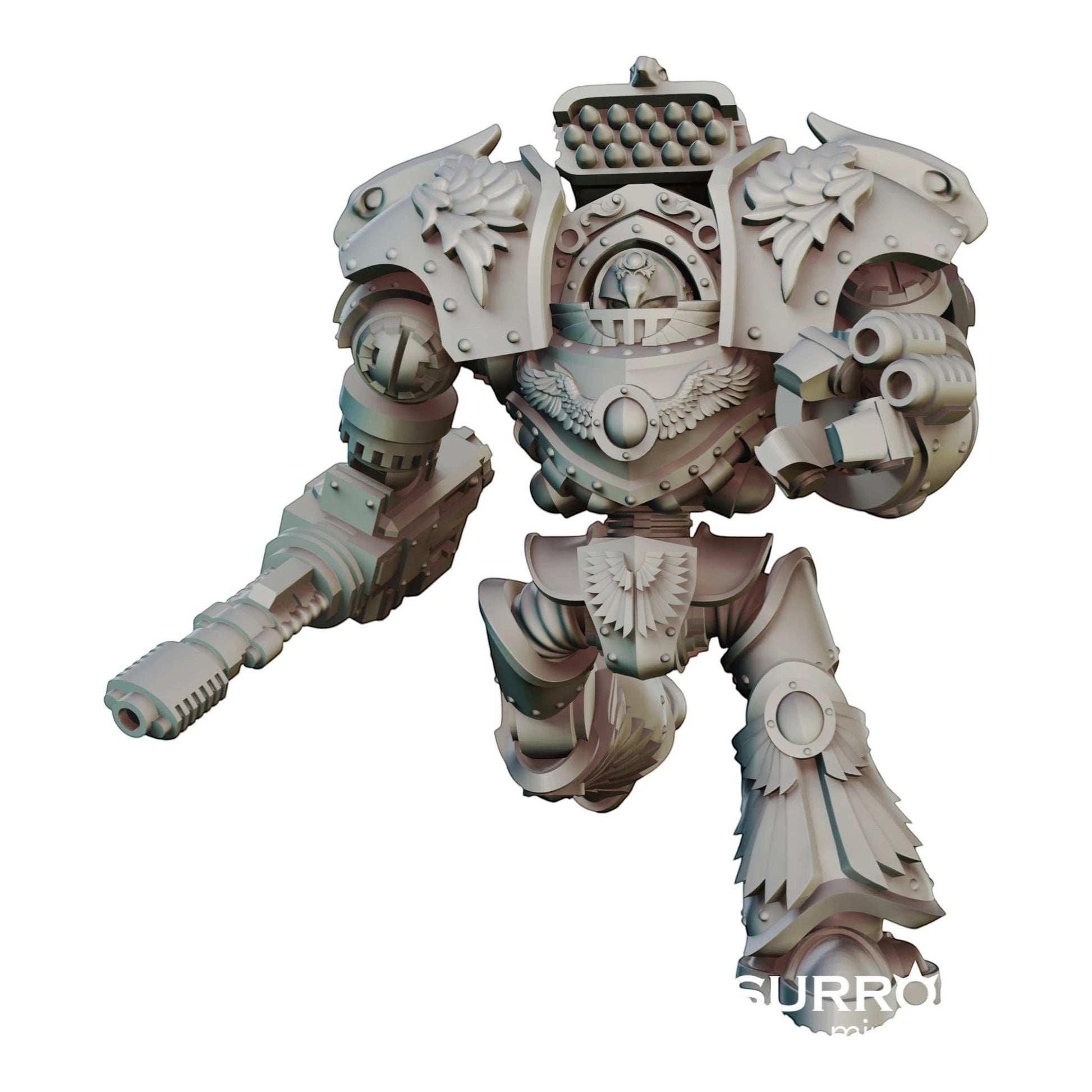 CT Miniatures UK Altus Spaciator miniature, grey resin, with fists and ranged weapon, 28-32mm scale.