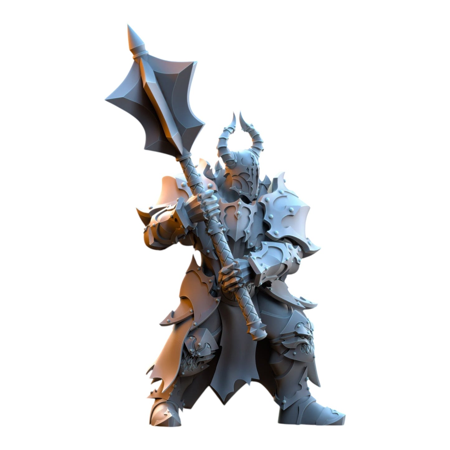 CT Miniatures UK The Ascended fantasy warrior miniature in grey resin holding a large mace for tabletop wargaming