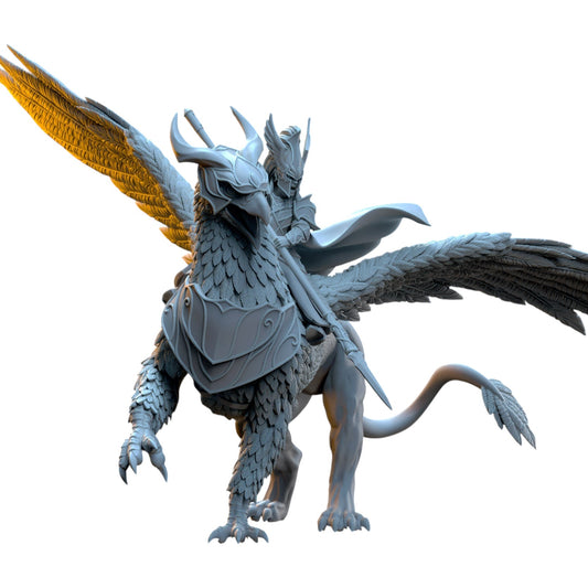 CT Miniatures UK Ashur on War Gryphon 3D printed grey resin fantasy wargaming miniature with intricate armor details