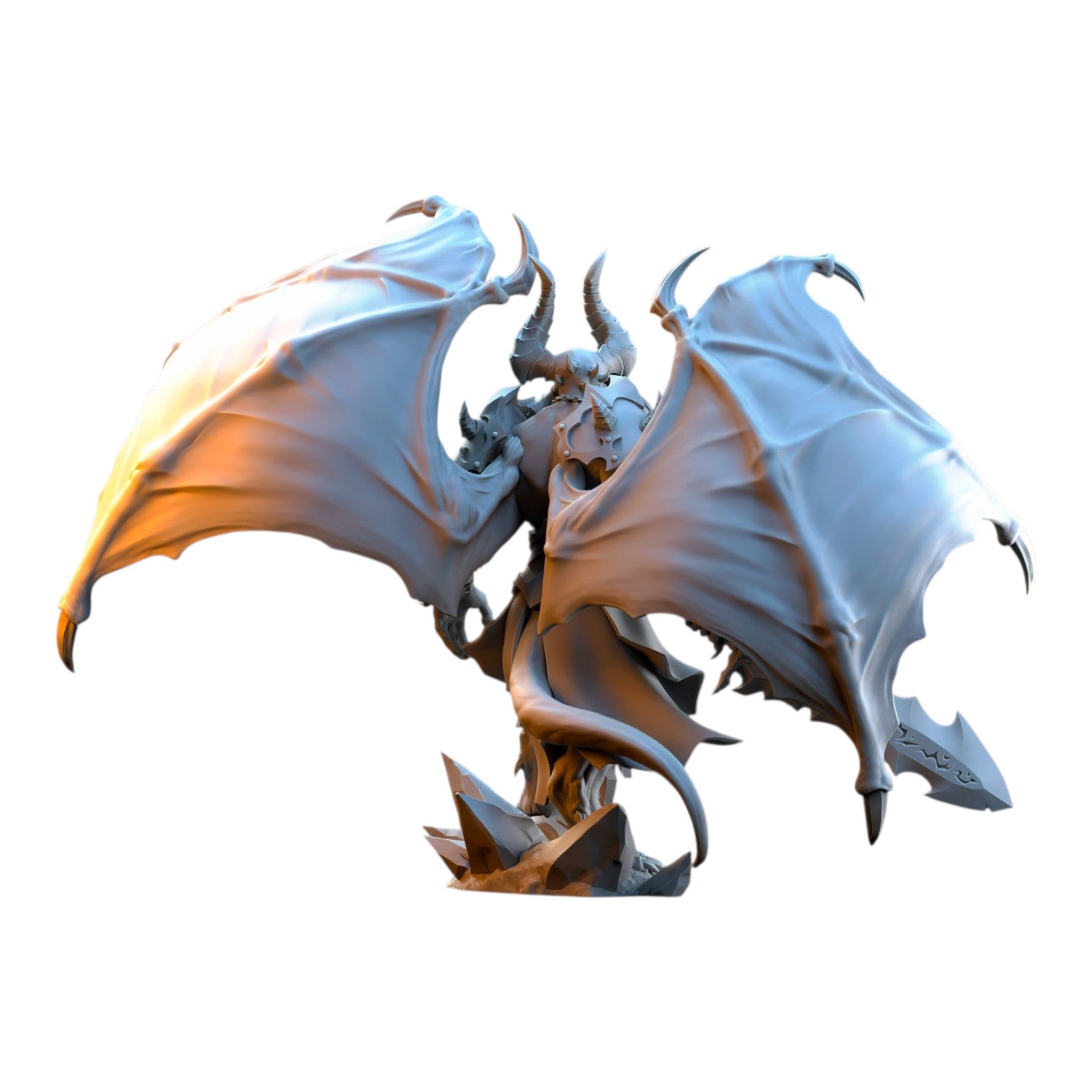CT Miniatures UK Azagoth Prince of Mayhem 3D printed grey resin fantasy demon miniature with large wings
