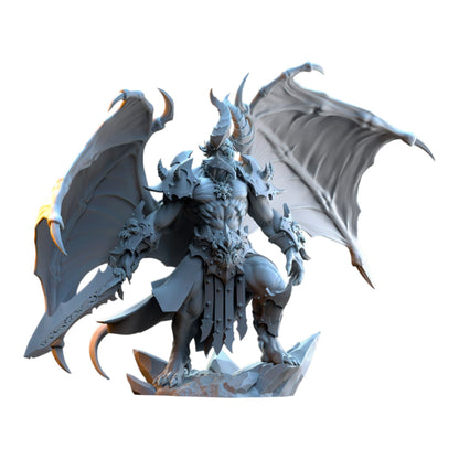 CT Miniatures UK Azagoth Prince of Mayhem 3D printed grey resin fantasy wargaming miniature with wings and sword