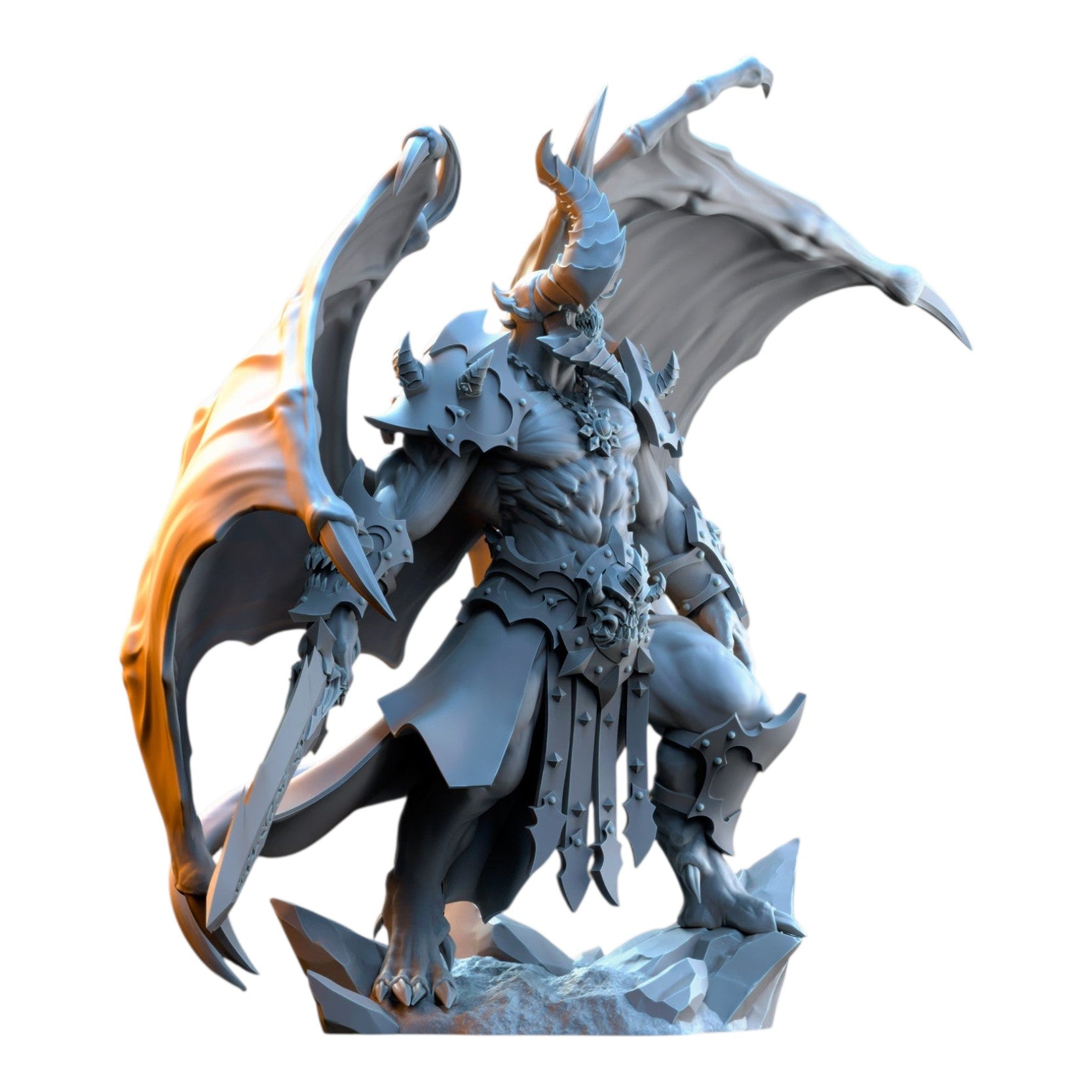 CT Miniatures UK Azagoth Prince of Mayhem grey resin fantasy wargaming miniature with wings and sword on 60mm base