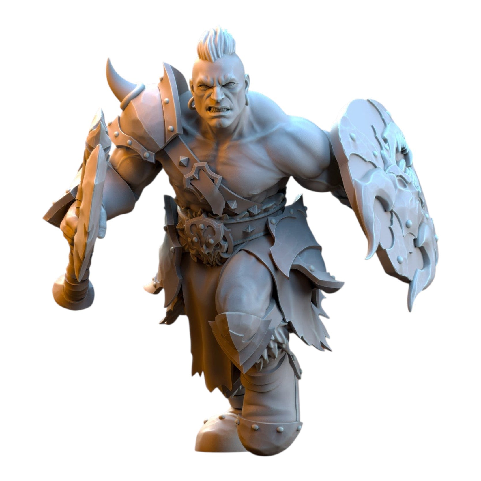 CT Miniatures UK 32mm grey resin barbarian despoiler miniature with weapon and shield for tabletop wargaming